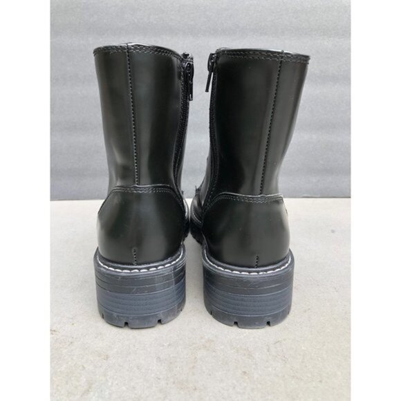 Sugar Womens Kaedy Faux Leather Combat & Lace-up Boots Black Size 8M - Picture 4 of 8
